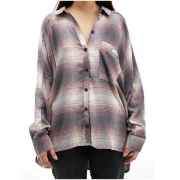 BDG Tops - BDG Urban Outfitters NWT Brendan High Low Hem Button Front Flannel Shirt Size XS